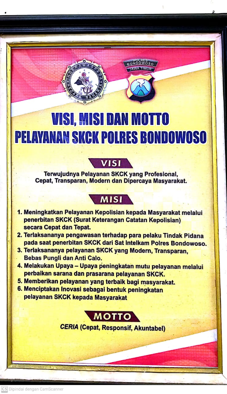 VISI, MISI DAN MOTTO PELAYANAN SKCK