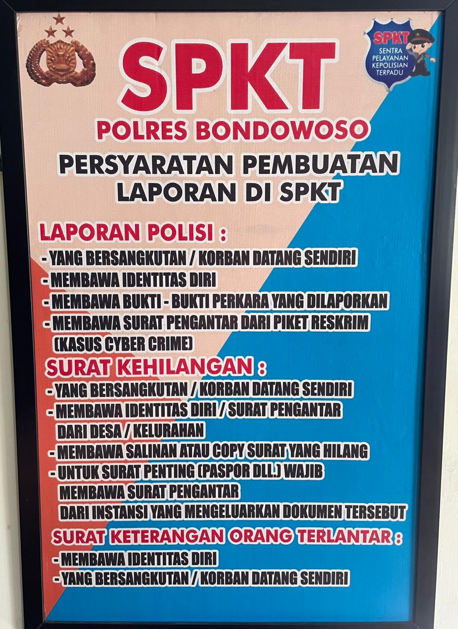 PERSYARATAN PEMBUATAN LAPORAN DI SPKT