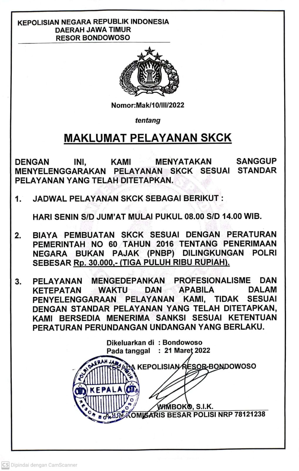 MAKLUMAT PELAYANAN SKCK