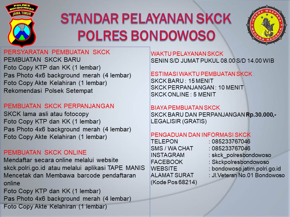 STANDAR PELAYANAN SKCK