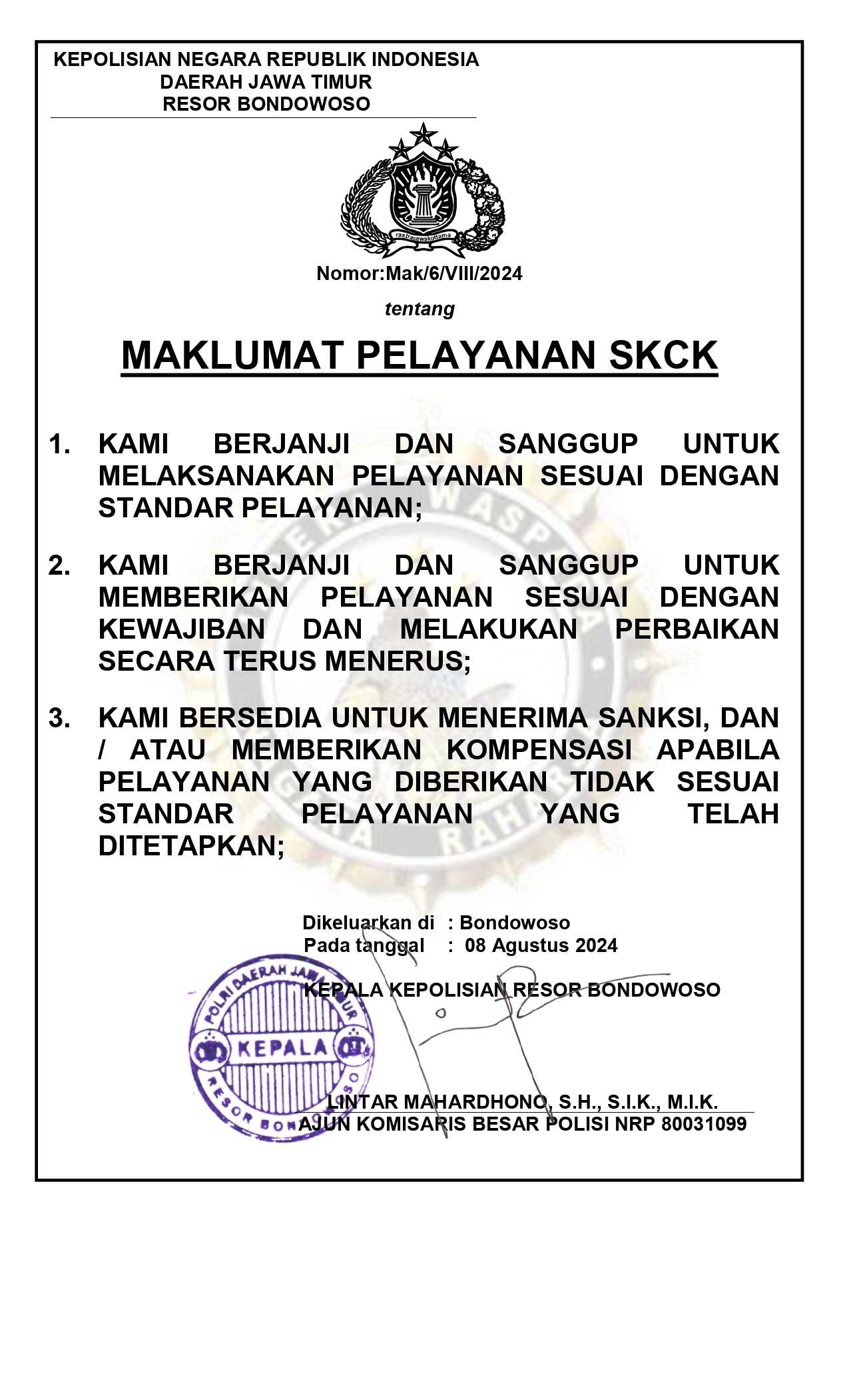 MAKLUMAT PELAYANAN SKCK